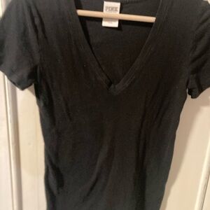 PINK Victoria's Secret Black V-Neck Tee